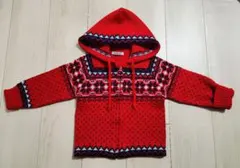 Familiarファミリア フード付き赤ニットセーター 90cm位