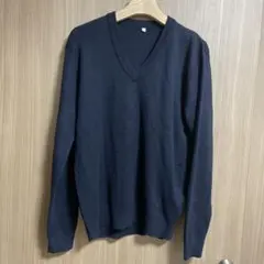 ネイビー Vネック 長袖セーター