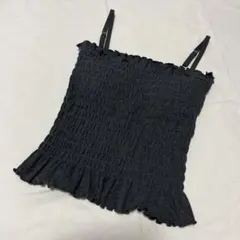 シャーリング キャミソール ダークグレー Mサイズ
