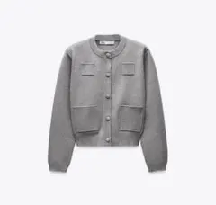 ZARA プレーンニットジャケットパデッドショルダー