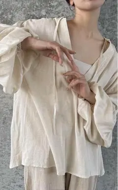 SELECTMOCA ボリュームスリーブリネンスキッパーシャツ【by SON】