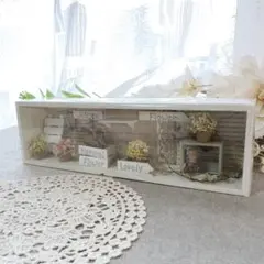 67ハンドメイドミニチュアインテリア雑貨ドライフラワーナチュラルウッドボックス