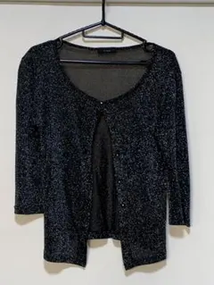 【美品】⭐️Le souk⭐️ラメ入り黒カーディガン 五分袖⭐️