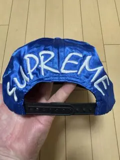 SUPREME サテン ベースボールキャップ 青
