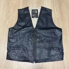 バイクレザーベスト LL 中古 背中にエンジェルの刺繍 - メルカリ
