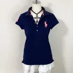 y2k ラルフローレン ポロシャツ ビッグポニー 平成ギャル 平成女児 ネイビー
