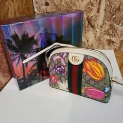 0017□ GUCCI オフィディア フローラ ショルダー ハンドバッグ 赤 