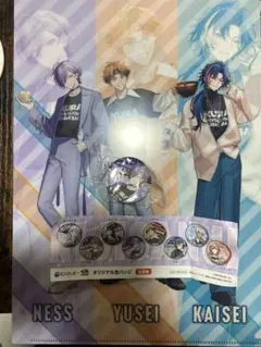 くら寿司 にじさんじコラボ クリアファイル + 缶バッジ 北見遊征　榊ネス