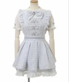 新品タグ付♡リズリサ♡ ギンガムツイードセットアップ♡ブルー