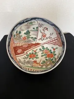 古伊万里　色絵　金彩　大鉢　江戸期　傷治しあり 古伊万里焼 色絵 金彩 鉢 盛鉢 十角 古伊万里焼 色絵 金彩 鉢