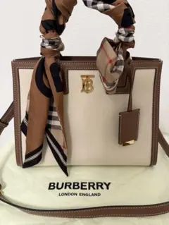 BURBERRYフランシス　キャンバス×レザー チェック スカーフ付き 美品