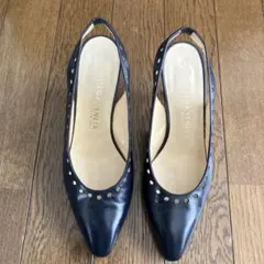 BOTTEGA VENETA ブラックネイビー　スリングバックヒール　サイズ36のサムネイル