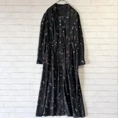 美品✨23区 花柄シャツワンピース（38）グレー ボウタイ ロング 長袖 日本製のサムネイル