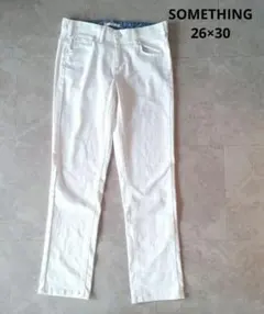 SOMETHING　EDWIN　ホワイト スリムフィット デニム　洗濯可　夏柄
