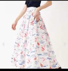 ネミカ✖︎田丸麻紀プロデュースフラミンゴ柄 フレアスカート ロング丈　７号サイズのサムネイル
