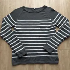 無印良品　MUJI ボーダー　長袖カットソー　ポケット付き　Mサイズ　美品
