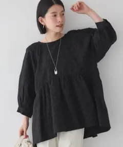 AMERICAN HOLIC ジャガード袖ボリュームチュニック ブラック