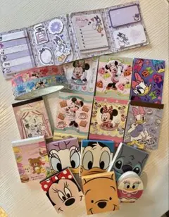 平成レトロ ディズニー文房具まとめ売りミニメモ・付箋・セロハン ※一部劣化あり