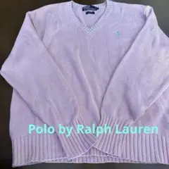 古着　Polo by Ralph Lauren Vネックニット ピンク Lのサムネイル