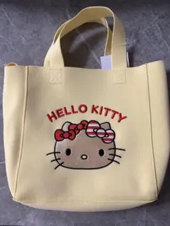 ハローキティ 日焼けキティ　刺繍イエロートートバッグ