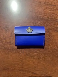 ◇皇居菊の御紋 馬蹄型 コインケース ／財布 小銭入れ ／牛革 ／ブルー