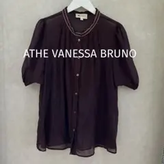 ち*ー様 アッテ ヴァネッサ・ブリューノ★シアー前立てレースブラウス／ボルドーM