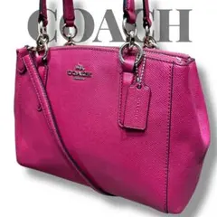 美品　コーチ 2way トートバッグ F57523 ピンク レザー 肩掛け