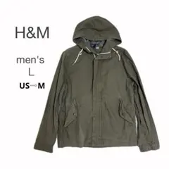H&M メンズ ミリタリージャケット ジャンパー 日本Ｌ相当 カーキ 古着