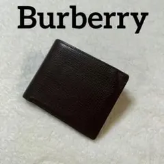 【希少】Burberryバーバリーノバチェック 二つ折り財布レザーダークブラウン