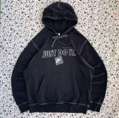 よ*し様 【NIKE】JUST DO IT パーカー ブラック 古着　刺繍　短丈