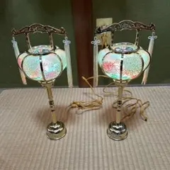 美しい多色花模様の盆灯籠2個セット