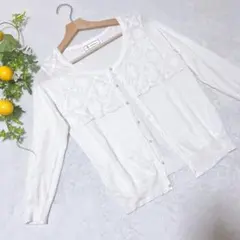 【ROPE' PICNIC】ロペピクニック 白 カーディガン 長袖 花柄 レース