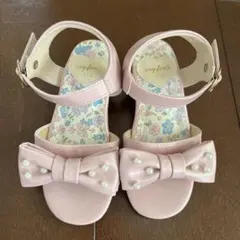 any FAM サンダル17.0cm ライトピンク リボン パール　新品
