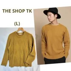 ☘️ザショップティーケー(L)ひし形ケーブルニットセータートップス　イエロー系