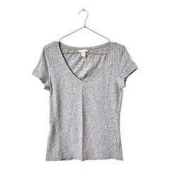 H&M Tシャツ グレー Vネック 半袖