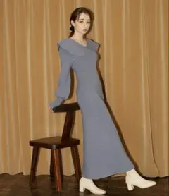 archives ビッグカラーニットワンピース