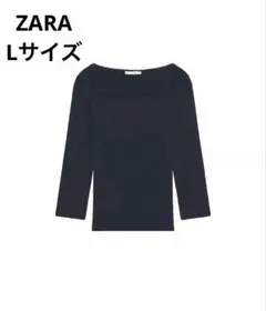 ZARA コットンモダールTシャツ　ネイビー Lサイズ