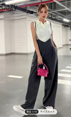 SHEIN DAZY ワイドレッグサスペンダージャンプスーツ ワイドパンツ