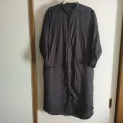 無印良品☆リネンシャツワンピース ダークグレー系