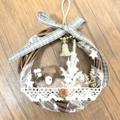小さなクリスマス　リース　シマエナガ　ナチュラル雑貨