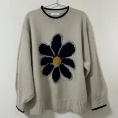 MONO-MART フラワー柄 長袖ニット セーターのサムネイル