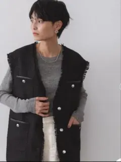 ブラックツイードベスト新品未使用