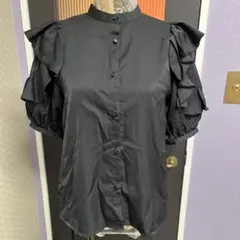 continuer de NICE CLAUP フリル袖 ブラウス 黒 F