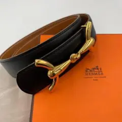 未使用）HERMES エリタージュレザーベルト ブラック ゴールド金具2025