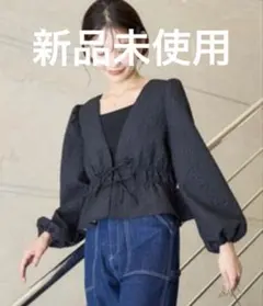 新品未使用フリークスストア フクレジャガード 2WAYリボン、ギャザーブラウス