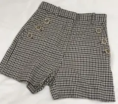 ZARA チェック 千鳥柄 金ボタン ショートパンツ XS