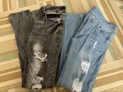 ダメージ加工スキニージーンズ2色セット