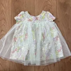 フラワープリント チュールワンピース 0-3m