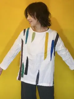 ⚫️新着 ダブルガーゼカラフルストライプ長袖トップス