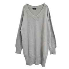 ボッシュ Vネックニット チュニック丈 ウール混 Ｍ 日本製 体型カバー